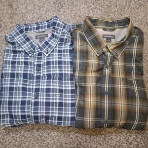 Eddie Bauer Mens Button Down Shirts Plaid Long Sleeve Roll Tab Performance XL